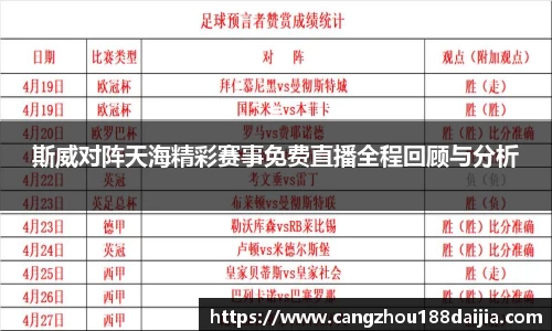 斯威对阵天海精彩赛事免费直播全程回顾与分析